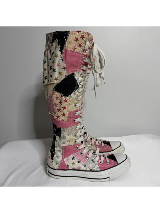 Converse Shoes - Converse Chuck Taylor All Star XX-Hi Knee High Patchwork Stars Pink Y2K Womens 6